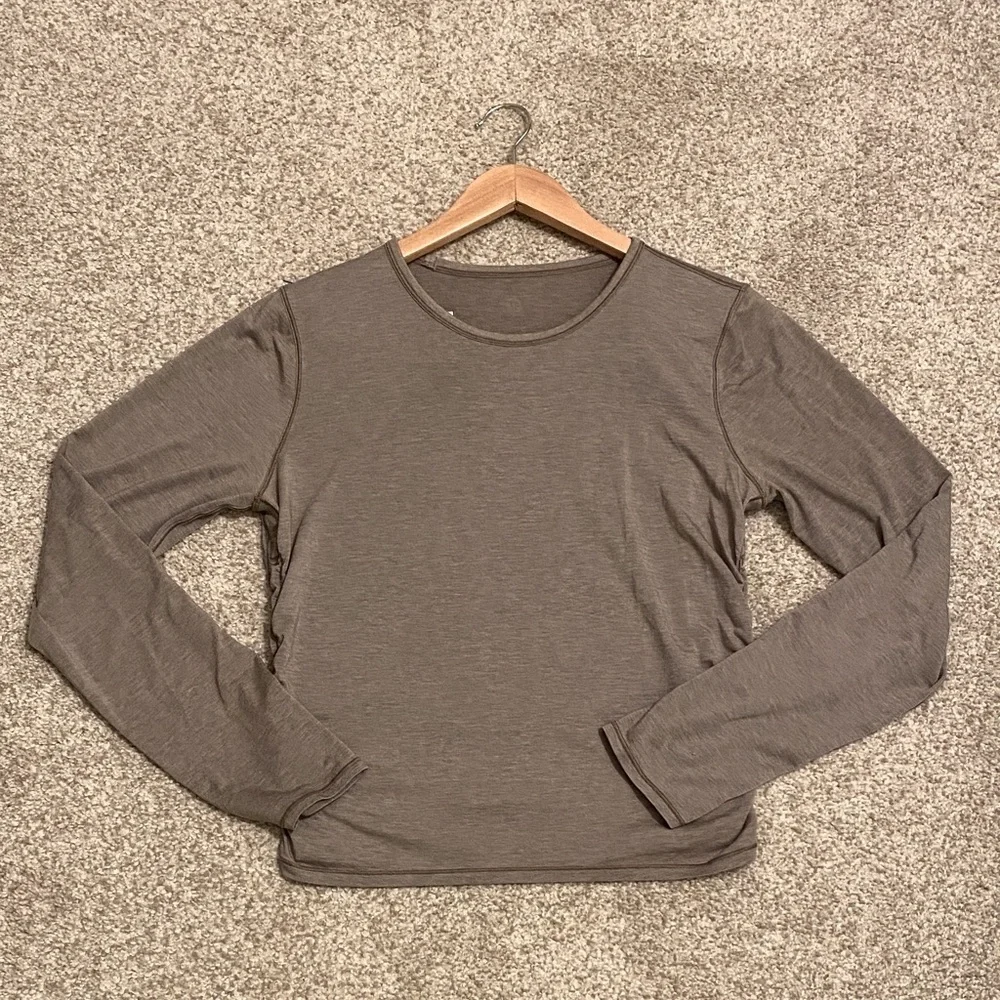 Lululemon Carbon Dust cinched cashmere long sleeve top